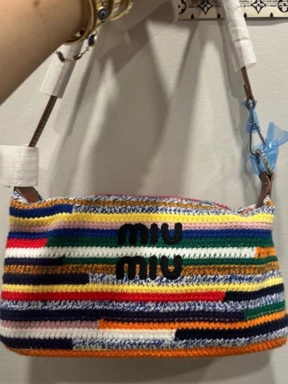 🌸Miu Miu Multicolour Crochet Rainbow Pouch Bag